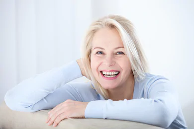 Woman smiling for testimonial